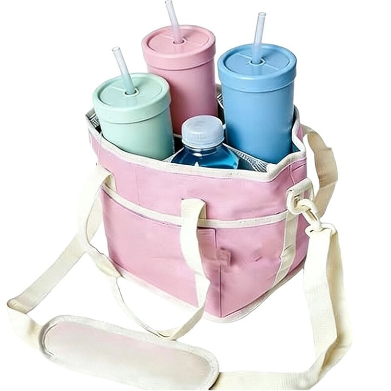 4-Compartment Leakproof Drink Carrier Bag – Adjustable Strap Beverage Holder for Car & Travel