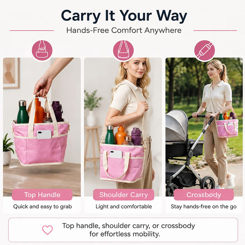 4-Compartment Leakproof Drink Carrier Bag – Adjustable Strap Beverage Holder for Car & Travel