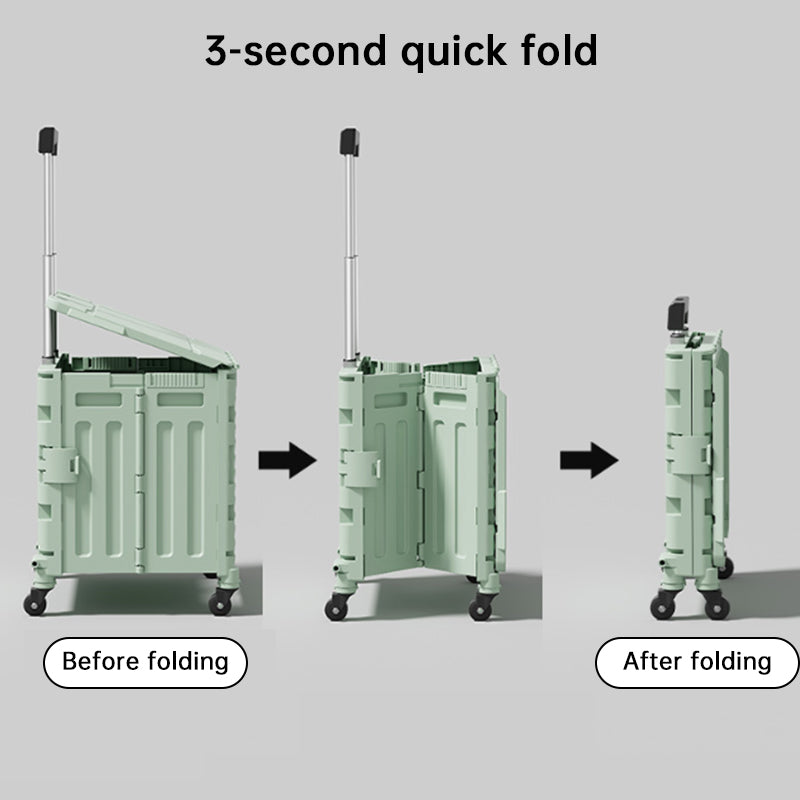 Folding Utility Cart with Lid – Rolling Storage Wagon for Shopping, Travel & Outdoor Activities