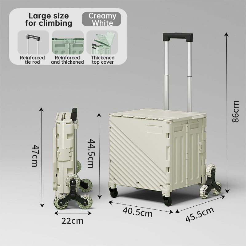 Folding Utility Cart with Lid – Rolling Storage Wagon for Shopping, Travel & Outdoor Activities
