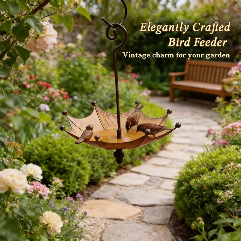 Umbrella Hanging Bird Feeder - Outdoor Iron Tray for Hummingbirds & Wild Birds (Garden & Yard)