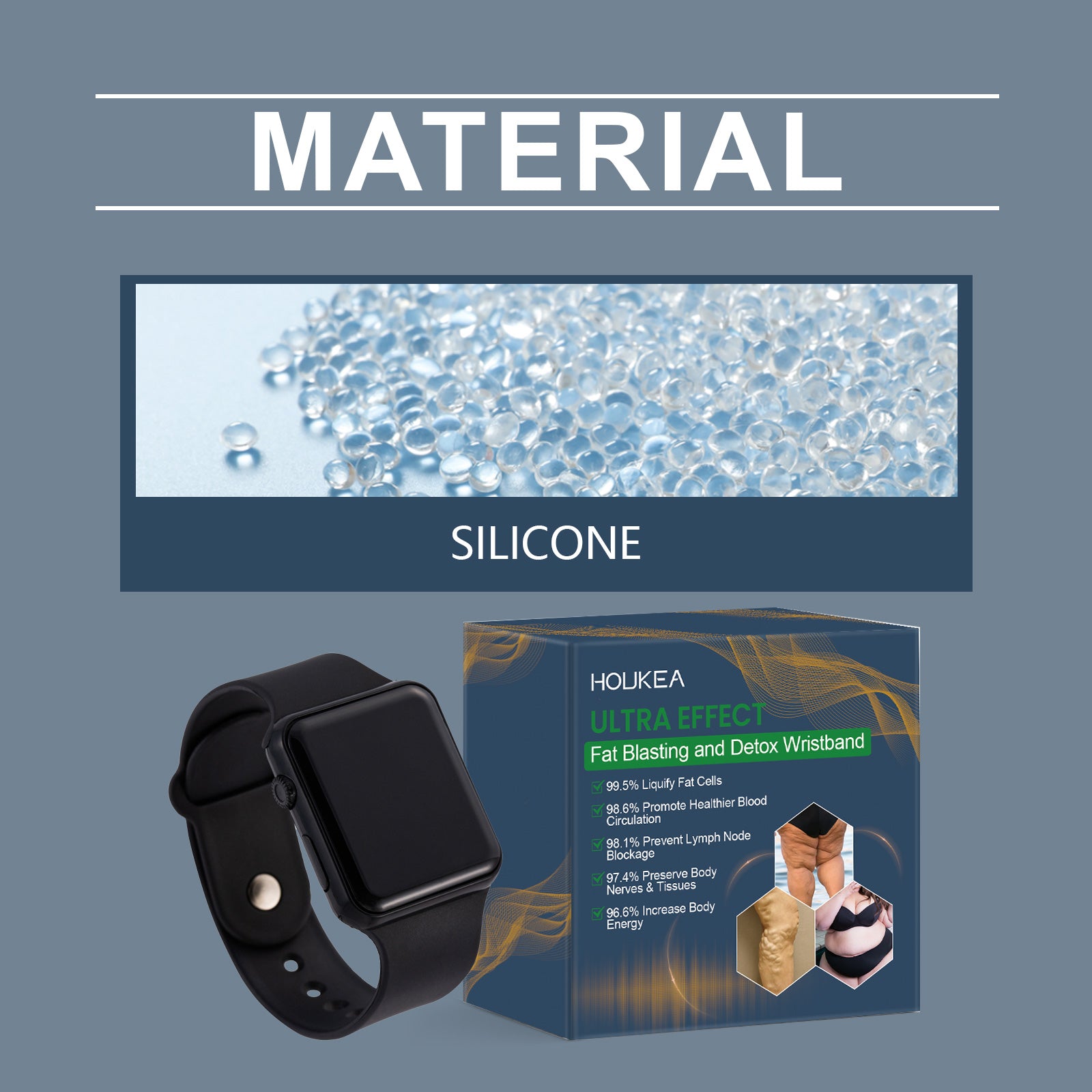 Houkea Body Care Watch Daily Lightweight Care Bracelet Unisex Fashion Personality Silicone Watch