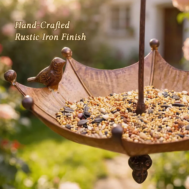 Umbrella Hanging Bird Feeder - Outdoor Iron Tray for Hummingbirds & Wild Birds (Garden & Yard)