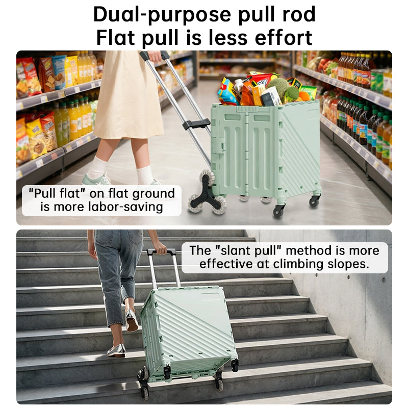 Folding Utility Cart with Lid – Rolling Storage Wagon for Shopping, Travel & Outdoor Activities