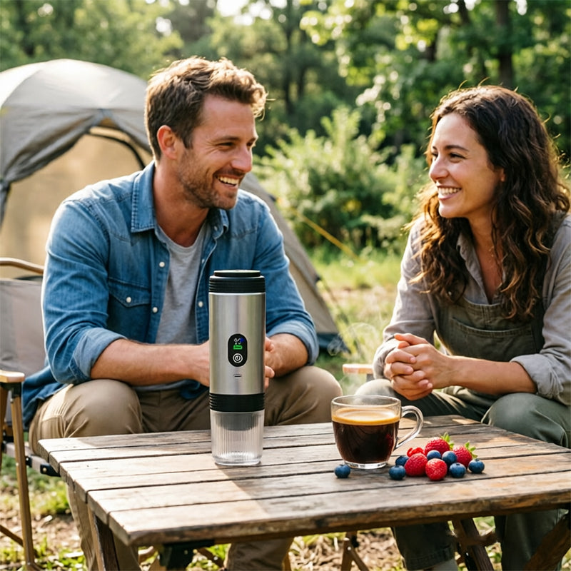 Portable Espresso Machine w/ Digital Display – 3-in-1 Capsule & Ground Coffee Maker for Travel, Camping & Office