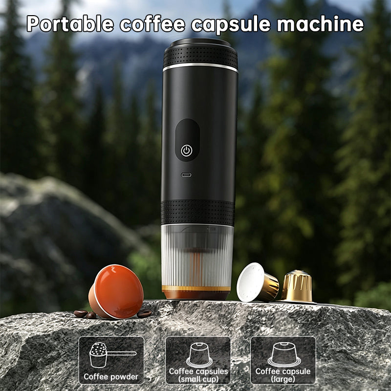 Portable Espresso Machine w/ Digital Display – 3-in-1 Capsule & Ground Coffee Maker for Travel, Camping & Office