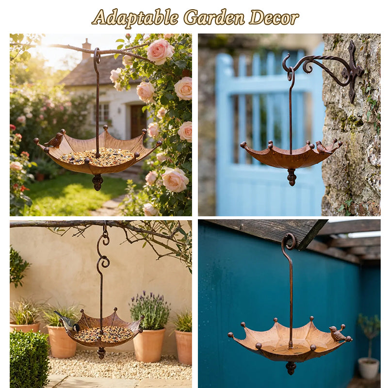 Umbrella Hanging Bird Feeder - Outdoor Iron Tray for Hummingbirds & Wild Birds (Garden & Yard)