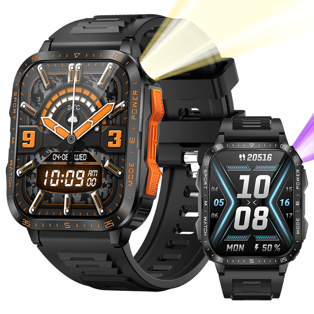 KT79 smartwatch 3ATM waterproof heart rate blood pressure outdoor flashlight three proof sports Bluetooth call