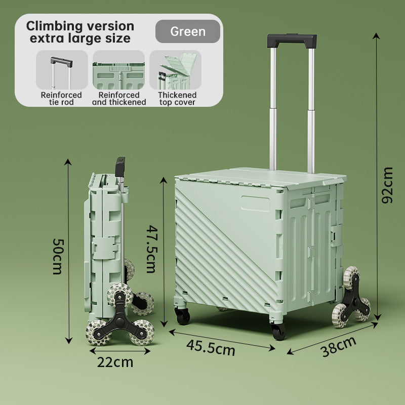 Folding Utility Cart with Lid – Rolling Storage Wagon for Shopping, Travel & Outdoor Activities